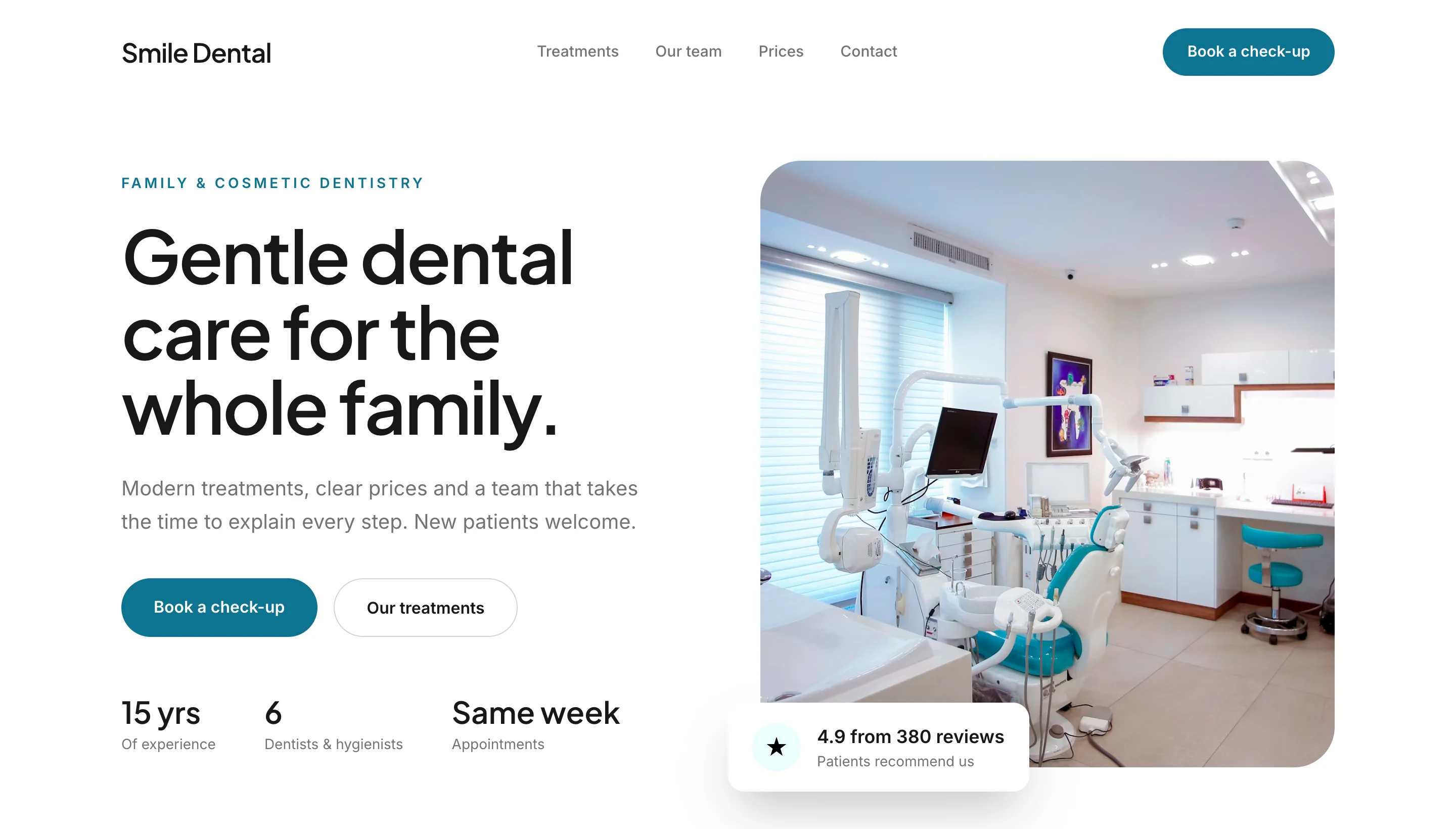 Sajti Smile Dental, shkruar dhe dizajnuar nga AI