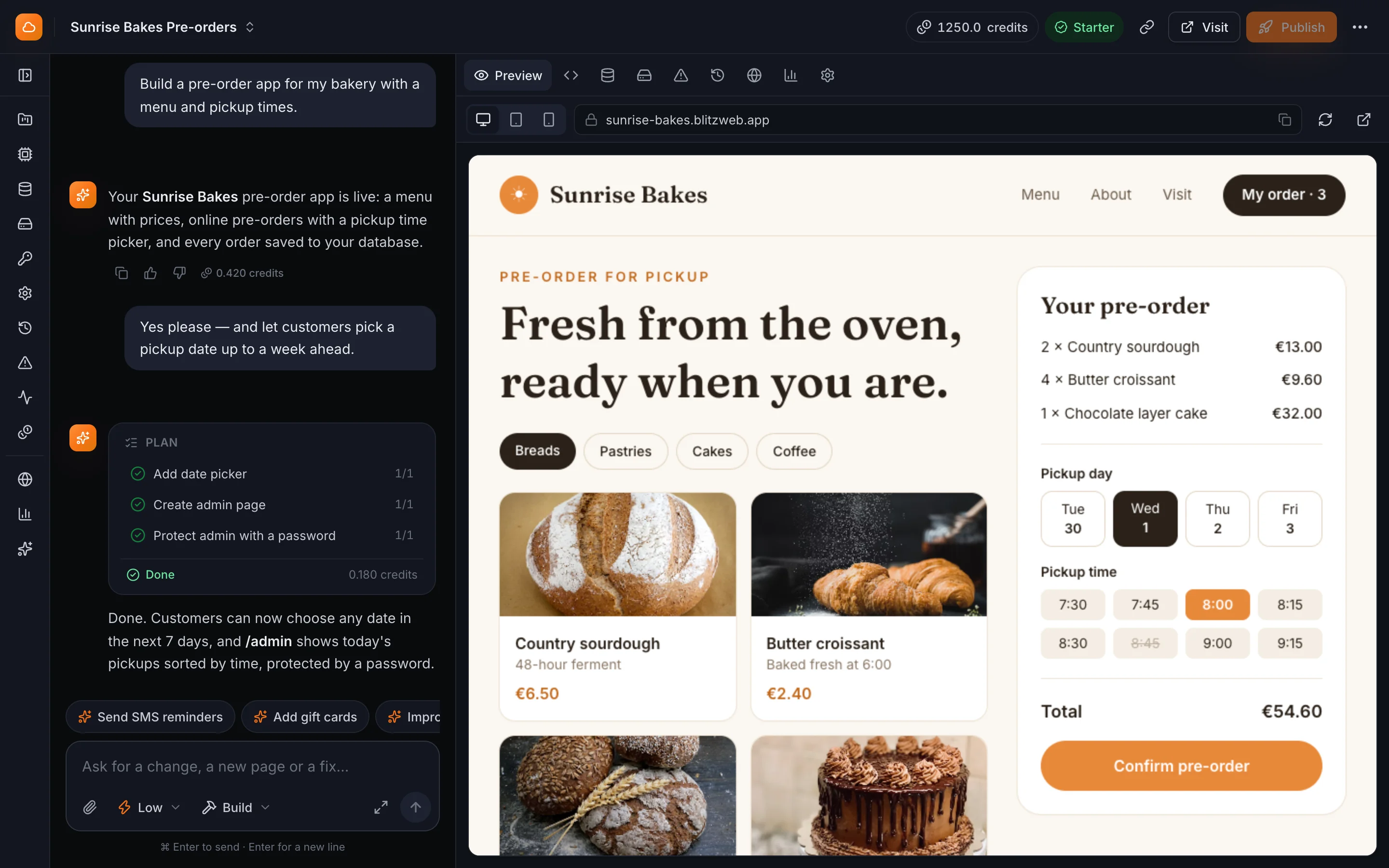AI Studio: bisedë në të majtë, pamje e drejtpërdrejtë e aplikacionit në të djathtë